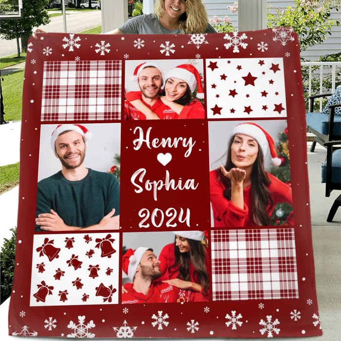 Custom Personalized Couple Quilt/ Fleece Throw Blanket - Christmas Gift Idea For Couple - Upload Photo