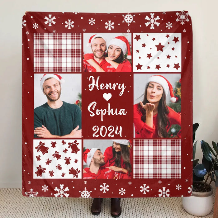 Custom Personalized Couple Quilt/ Fleece Throw Blanket - Christmas Gift Idea For Couple - Upload Photo