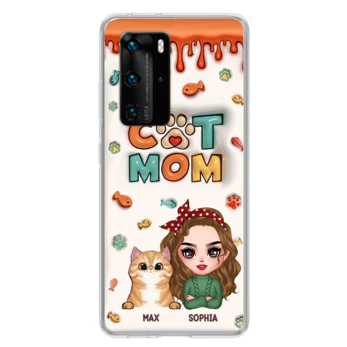 Custom Personalized Cat Mom Oppo/ Xiaomi/ Huawei Phone Case - Christmas Gift Idea For Cat Lover - Upto 4 Cats