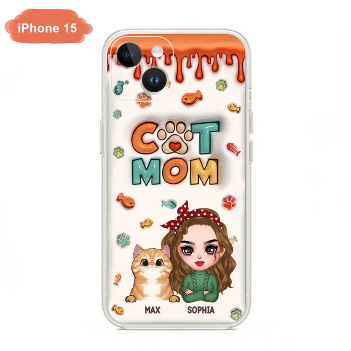 Custom Personalized Cat Mom iPhone/ Samsung Phone Case - Christmas Gift Idea For Cat Lover - Upto 4 Cats