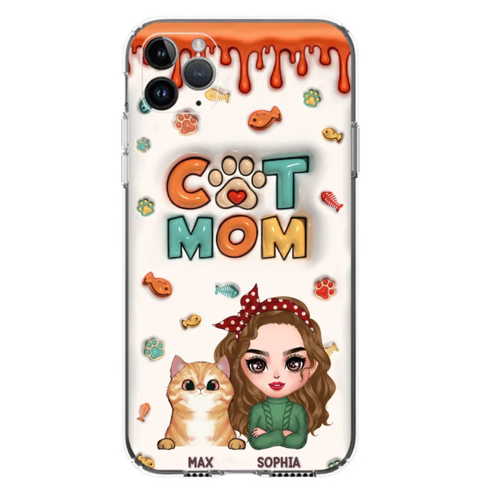 Custom Personalized Cat Mom iPhone/ Samsung Phone Case - Christmas Gift Idea For Cat Lover - Upto 4 Cats