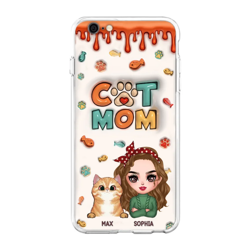 Personalized Cat Mom iPhone/Samsung Phone Case - Christmas Gift Idea For Cat Lover - Up to 4 Cats