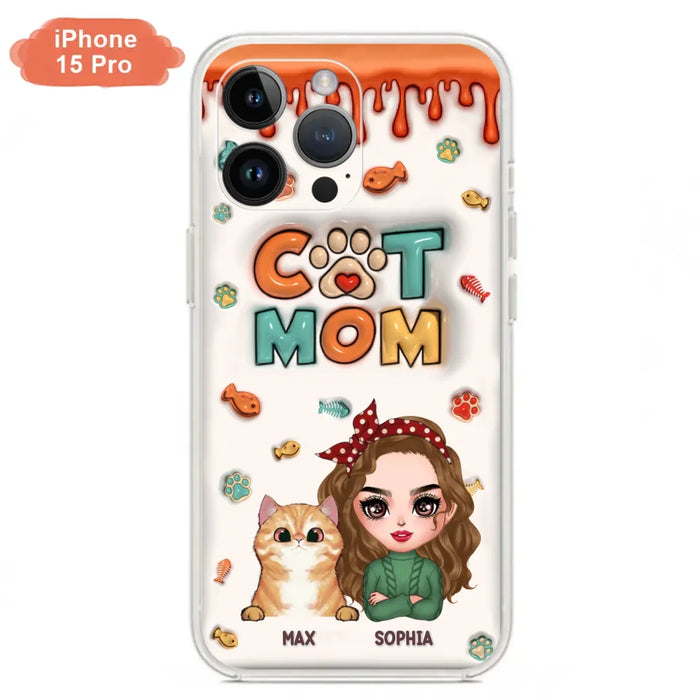 Custom Personalized Cat Mom iPhone/ Samsung Phone Case - Christmas Gift Idea For Cat Lover - Upto 4 Cats