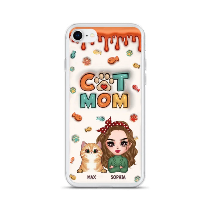 Custom Personalized Cat Mom iPhone/ Samsung Phone Case - Christmas Gift Idea For Cat Lover - Upto 4 Cats