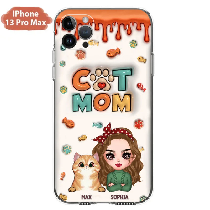 Personalized Cat Mom iPhone/Samsung Phone Case - Christmas Gift Idea For Cat Lover - Up to 4 Cats