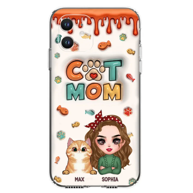 Personalized Cat Mom iPhone/Samsung Phone Case - Christmas Gift Idea For Cat Lover - Up to 4 Cats