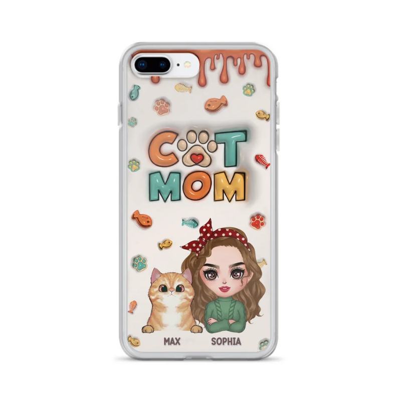 Personalized Cat Mom iPhone/Samsung Phone Case - Christmas Gift Idea For Cat Lover - Up to 4 Cats