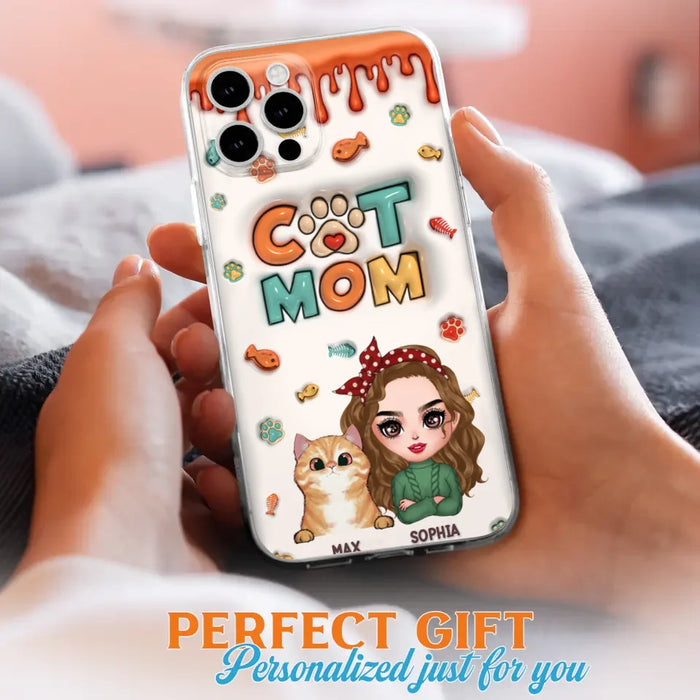 Custom Personalized Cat Mom iPhone/ Samsung Phone Case - Christmas Gift Idea For Cat Lover - Upto 4 Cats