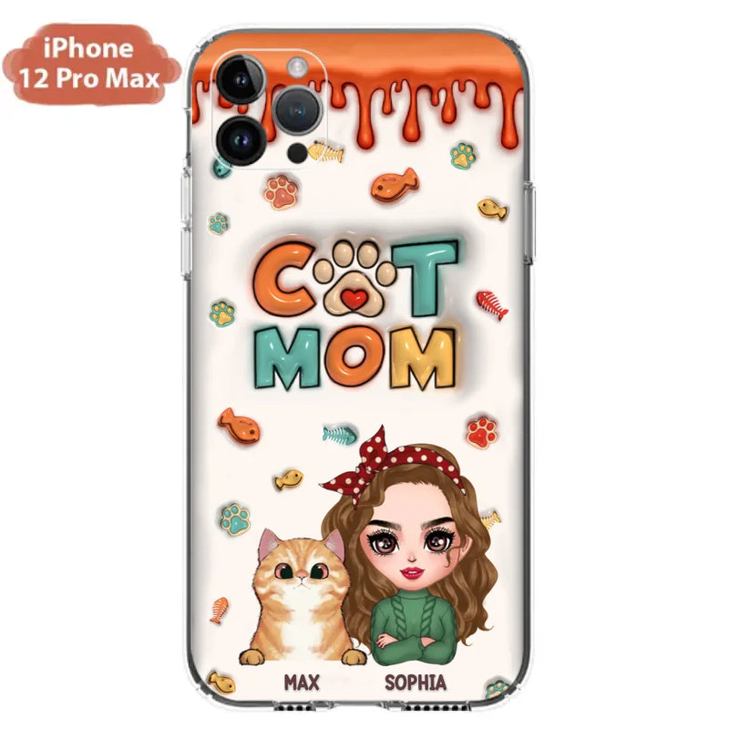 Personalized Cat Mom iPhone/Samsung Phone Case - Christmas Gift Idea For Cat Lover - Up to 4 Cats