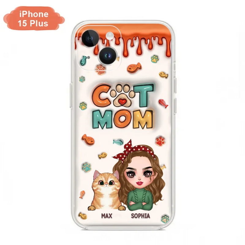 Personalized Cat Mom iPhone/Samsung Phone Case - Christmas Gift Idea For Cat Lover - Up to 4 Cats