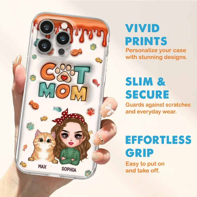 Personalized Cat Mom iPhone/Samsung Phone Case - Christmas Gift Idea For Cat Lover - Up to 4 Cats