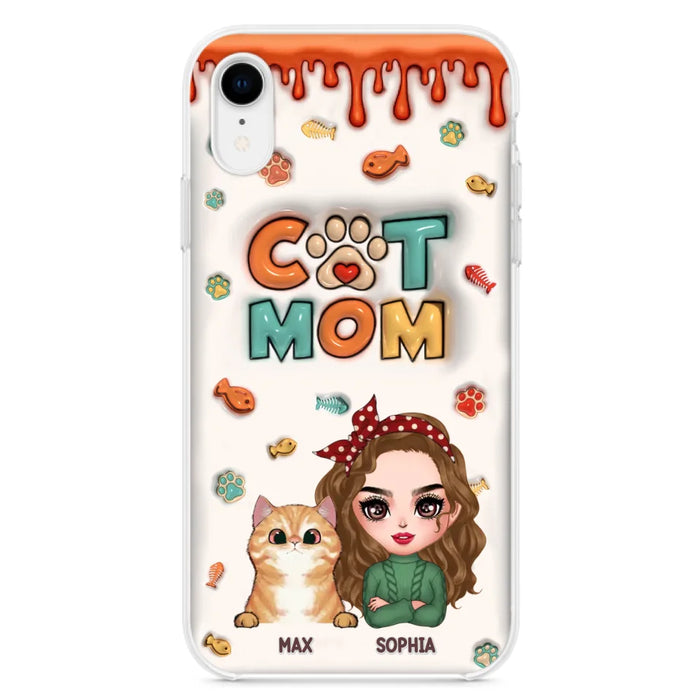 Custom Personalized Cat Mom iPhone/ Samsung Phone Case - Christmas Gift Idea For Cat Lover - Upto 4 Cats