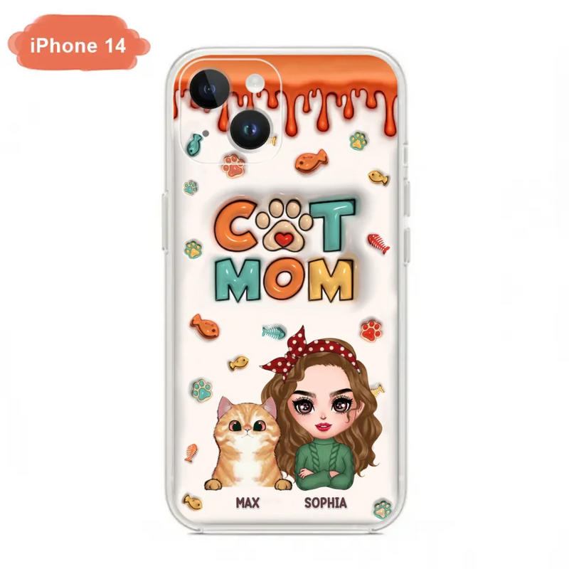 Personalized Cat Mom iPhone/Samsung Phone Case - Christmas Gift Idea For Cat Lover - Up to 4 Cats