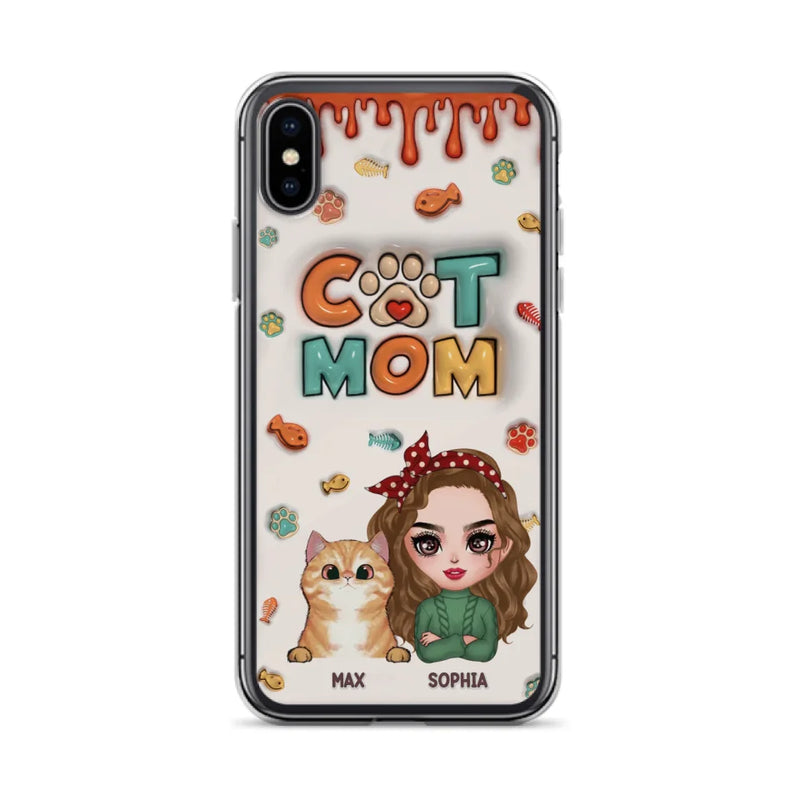 Personalized Cat Mom iPhone/Samsung Phone Case - Christmas Gift Idea For Cat Lover - Up to 4 Cats