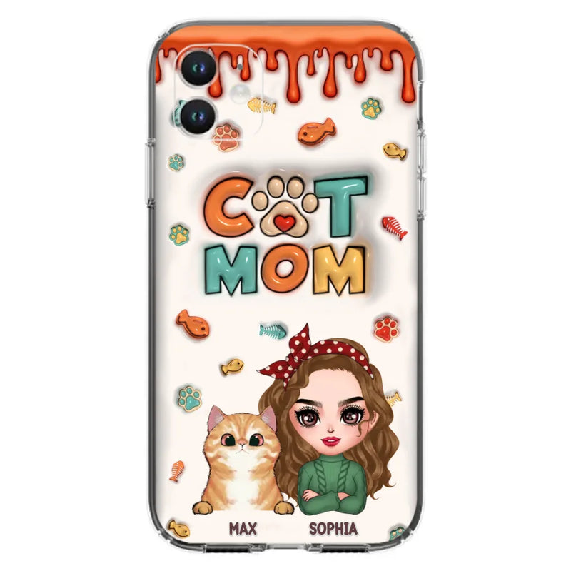 Personalized Cat Mom iPhone/Samsung Phone Case - Christmas Gift Idea For Cat Lover - Up to 4 Cats