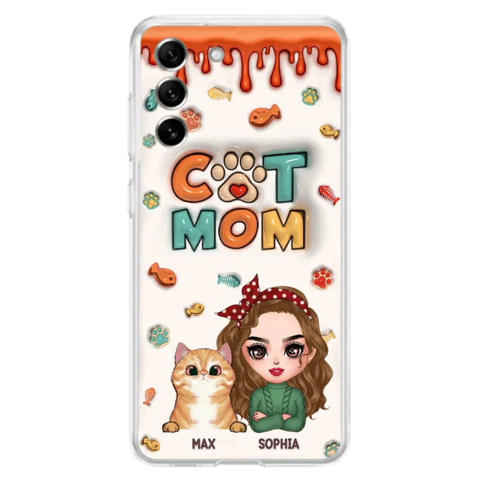 Custom Personalized Cat Mom iPhone/ Samsung Phone Case - Christmas Gift Idea For Cat Lover - Upto 4 Cats