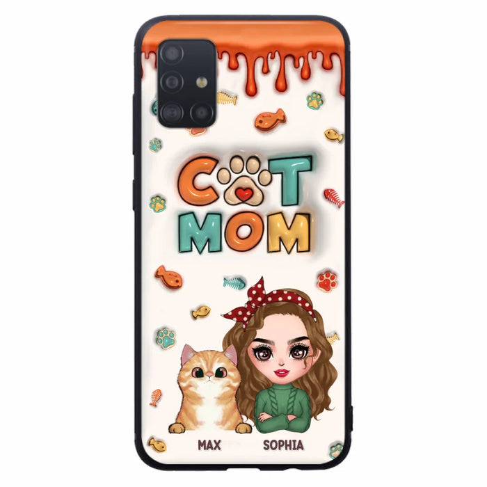 Custom Personalized Cat Mom iPhone/ Samsung Phone Case - Christmas Gift Idea For Cat Lover - Upto 4 Cats