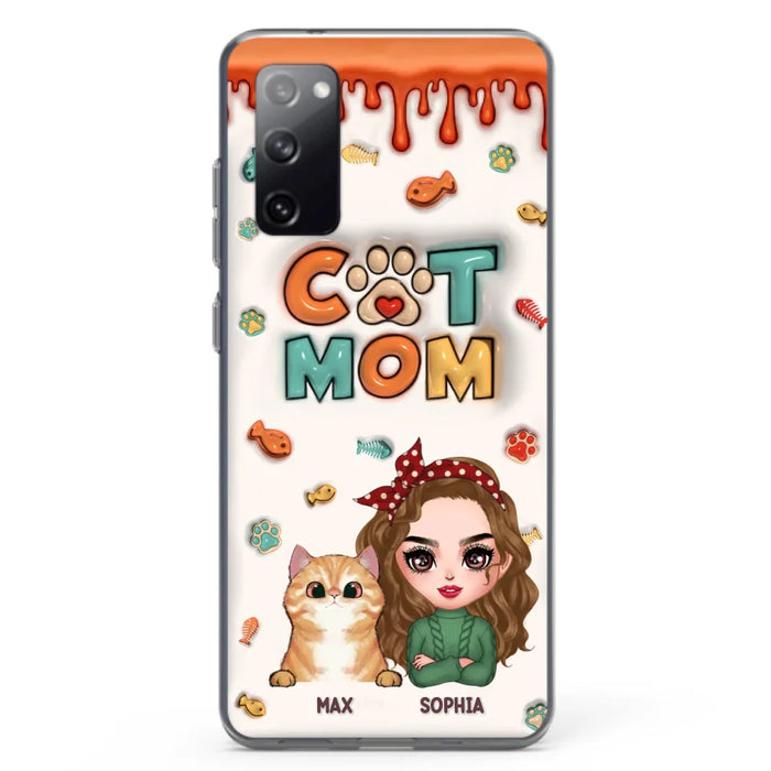 Custom Personalized Cat Mom iPhone/ Samsung Phone Case - Christmas Gift Idea For Cat Lover - Upto 4 Cats