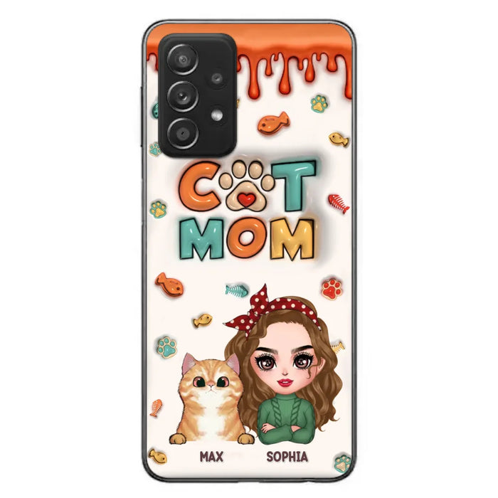 Custom Personalized Cat Mom iPhone/ Samsung Phone Case - Christmas Gift Idea For Cat Lover - Upto 4 Cats