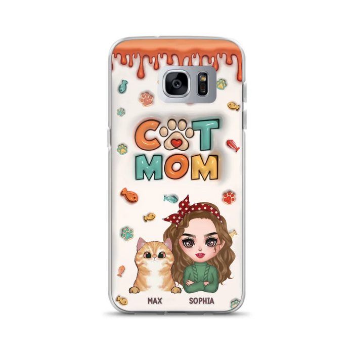 Custom Personalized Cat Mom iPhone/ Samsung Phone Case - Christmas Gift Idea For Cat Lover - Upto 4 Cats