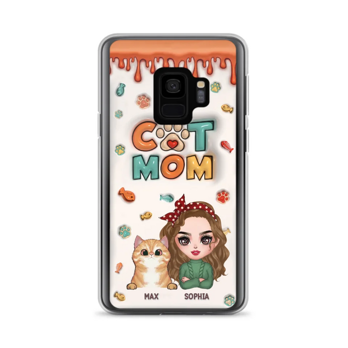 Custom Personalized Cat Mom iPhone/ Samsung Phone Case - Christmas Gift Idea For Cat Lover - Upto 4 Cats