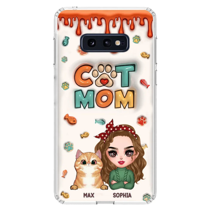 Custom Personalized Cat Mom iPhone/ Samsung Phone Case - Christmas Gift Idea For Cat Lover - Upto 4 Cats