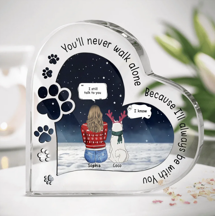 Personalized Memorial Pet Crystal Heart - Memorial Gift Idea For Dog/Cat Lover - Never Walk Alone