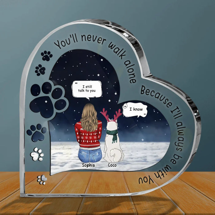 Personalized Memorial Pet Crystal Heart - Memorial Gift Idea For Dog/Cat Lover - Never Walk Alone