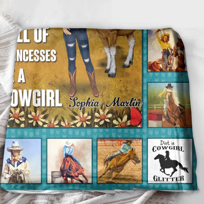 Custom Personalized Horse Girl Quilt/Single Layer Fleece Blanket - Gift Idea For Girl/Horse Lovers - In A World Full Of Princesses Be A Cowgirl