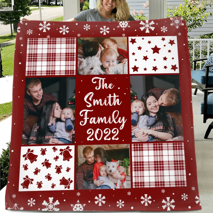 Custom Personalized Family Quilt/ Fleece Throw Blanket - Christmas Gift Idea For Couple - Upload Photo