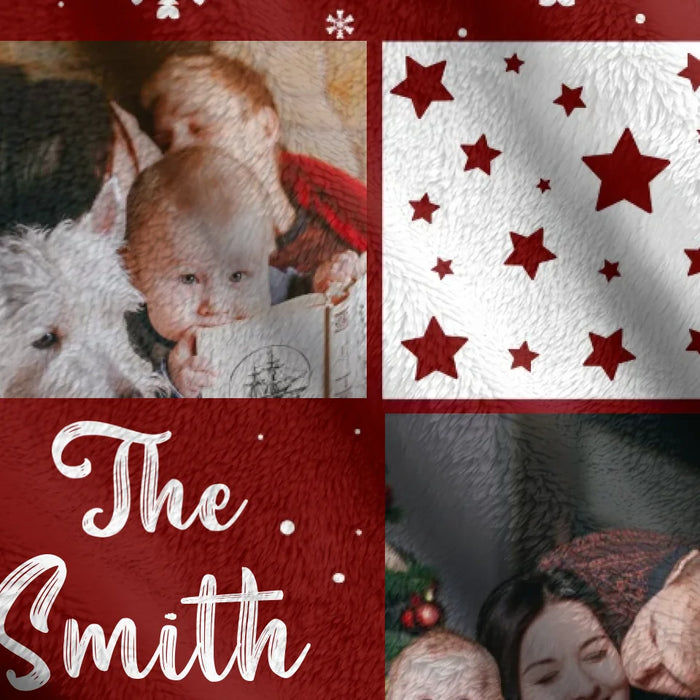 Custom Personalized Family Quilt/ Fleece Throw Blanket - Christmas Gift Idea For Couple - Upload Photo