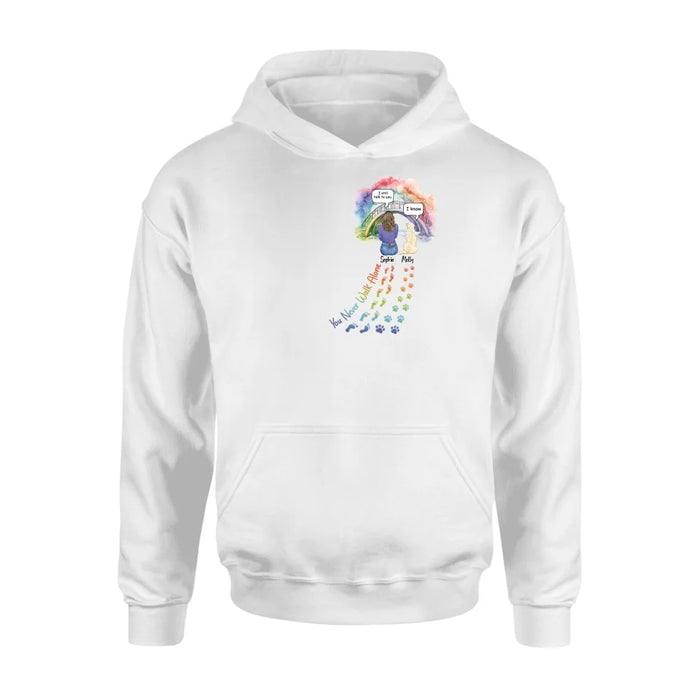 Custom Personalized Rainbow Bridge T-shirt/ Long Sleeve/ Sweatshirt/ Hoodie - Upto 4 Pets -Memorial  Gift Idea For Dog/ Cat/ Rabbit Lover - You Never Walk Alone