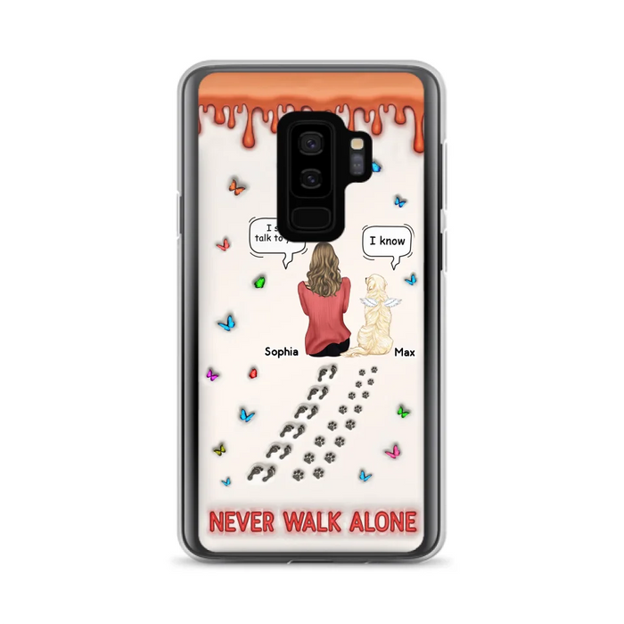 Custom Personalized Memorial Pet Phone Case - Memorial Gift Idea For Pet Owner - Case For iPhone/ Samsung - Never Walk Alone