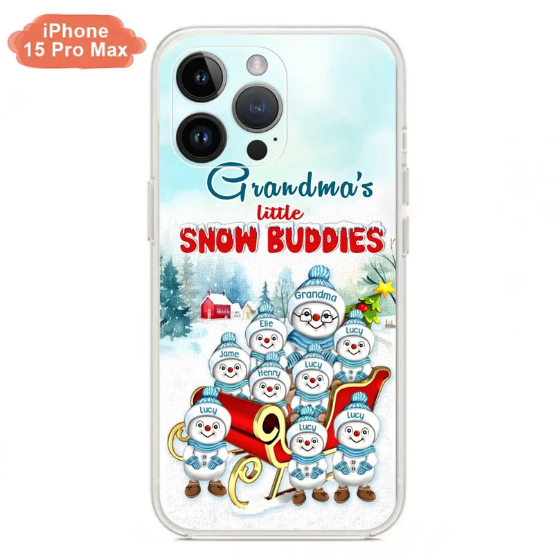 Personalized Grandma Phone Case - Christmas Gift Idea For Grandma - Up to 8 Grandkids - Case For iPhone/ Samsung - Grandma's Little Snow Buddies