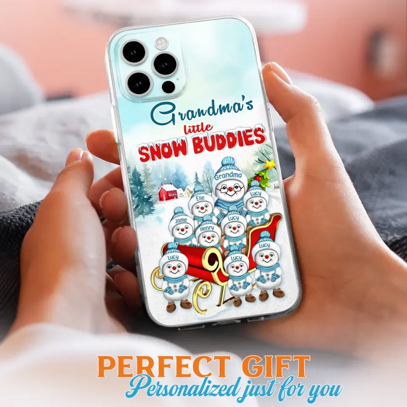 Personalized Grandma Phone Case - Christmas Gift Idea For Grandma - Up to 8 Grandkids - Case For iPhone/ Samsung - Grandma's Little Snow Buddies