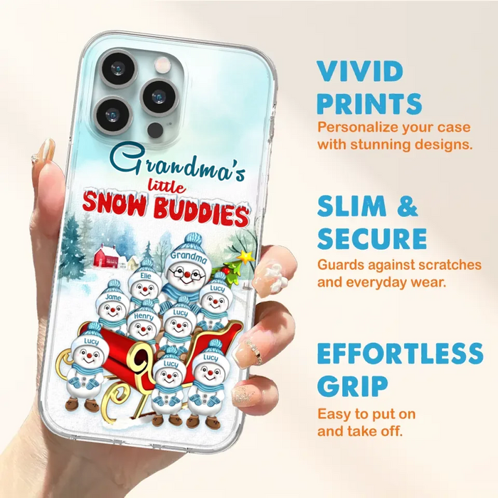 Custom Personalized Grandma Phone Case - Christmas Gift Idea For Grandma - Upto 8 Grandkids - Case For iPhone/ Samsung - Grandma's Little Snow Buddies