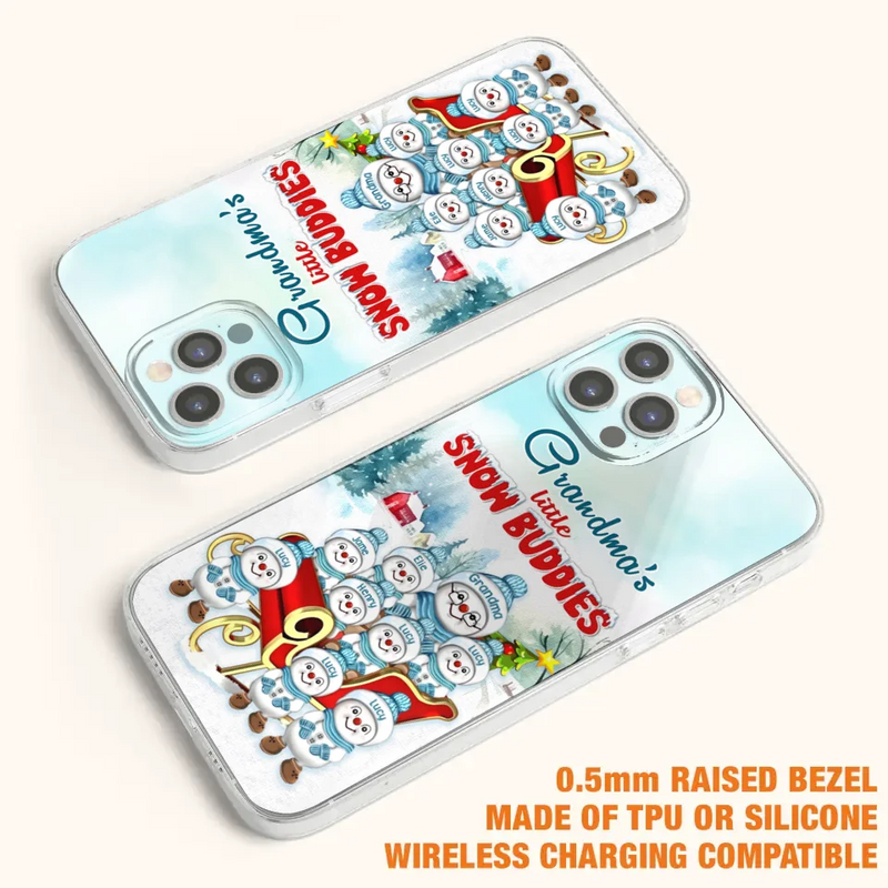 Personalized Grandma Phone Case - Christmas Gift Idea For Grandma - Up to 8 Grandkids - Case For iPhone/ Samsung - Grandma's Little Snow Buddies
