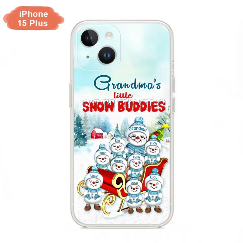Personalized Grandma Phone Case - Christmas Gift Idea For Grandma - Up to 8 Grandkids - Case For iPhone/ Samsung - Grandma's Little Snow Buddies