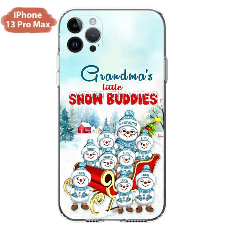 Personalized Grandma Phone Case - Christmas Gift Idea For Grandma - Up to 8 Grandkids - Case For iPhone/ Samsung - Grandma's Little Snow Buddies