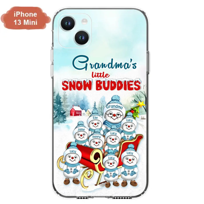 Custom Personalized Grandma Phone Case - Christmas Gift Idea For Grandma - Upto 8 Grandkids - Case For iPhone/ Samsung - Grandma's Little Snow Buddies