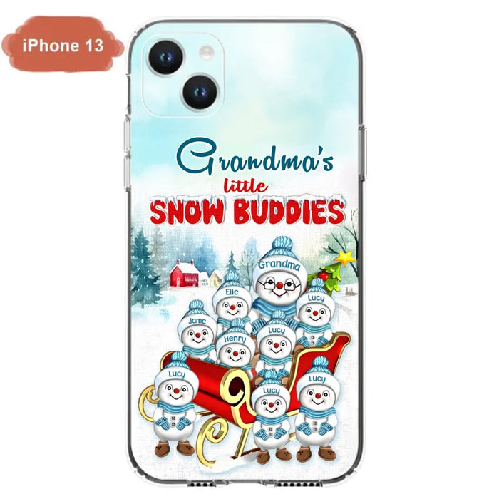 Custom Personalized Grandma Phone Case - Christmas Gift Idea For Grandma - Upto 8 Grandkids - Case For iPhone/ Samsung - Grandma's Little Snow Buddies