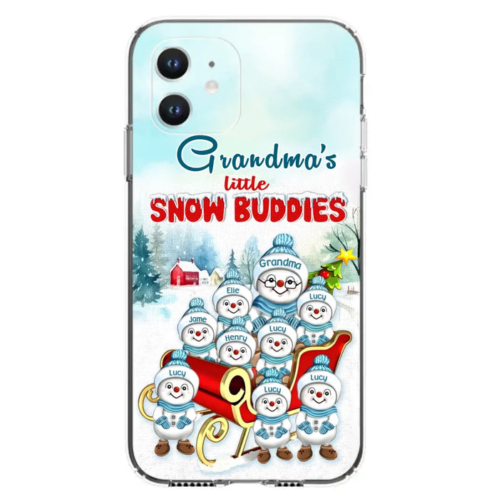 Custom Personalized Grandma Phone Case - Christmas Gift Idea For Grandma - Upto 8 Grandkids - Case For iPhone/ Samsung - Grandma's Little Snow Buddies