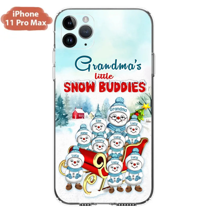 Custom Personalized Grandma Phone Case - Christmas Gift Idea For Grandma - Upto 8 Grandkids - Case For iPhone/ Samsung - Grandma's Little Snow Buddies