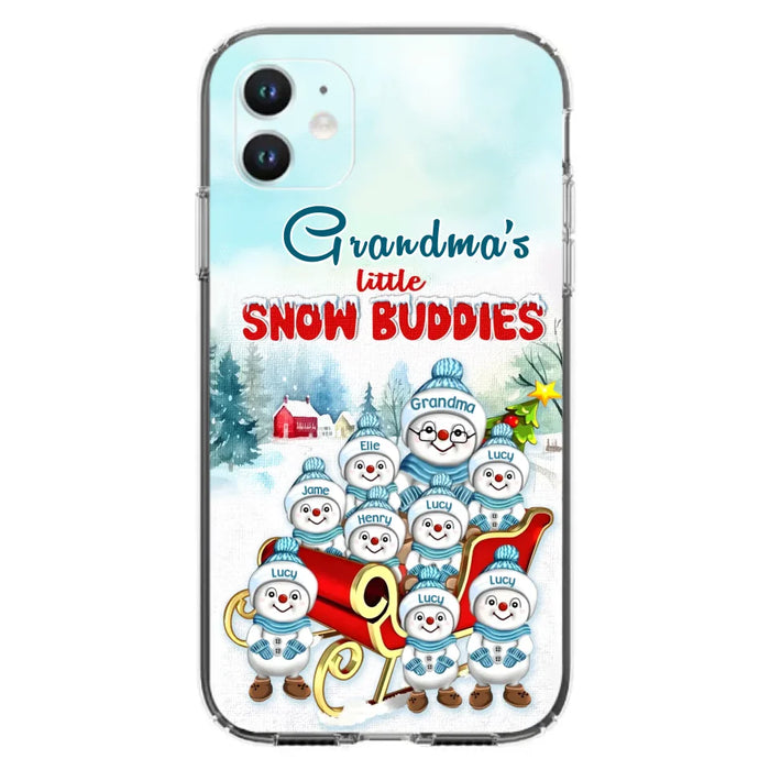 Custom Personalized Grandma Phone Case - Christmas Gift Idea For Grandma - Upto 8 Grandkids - Case For iPhone/ Samsung - Grandma's Little Snow Buddies