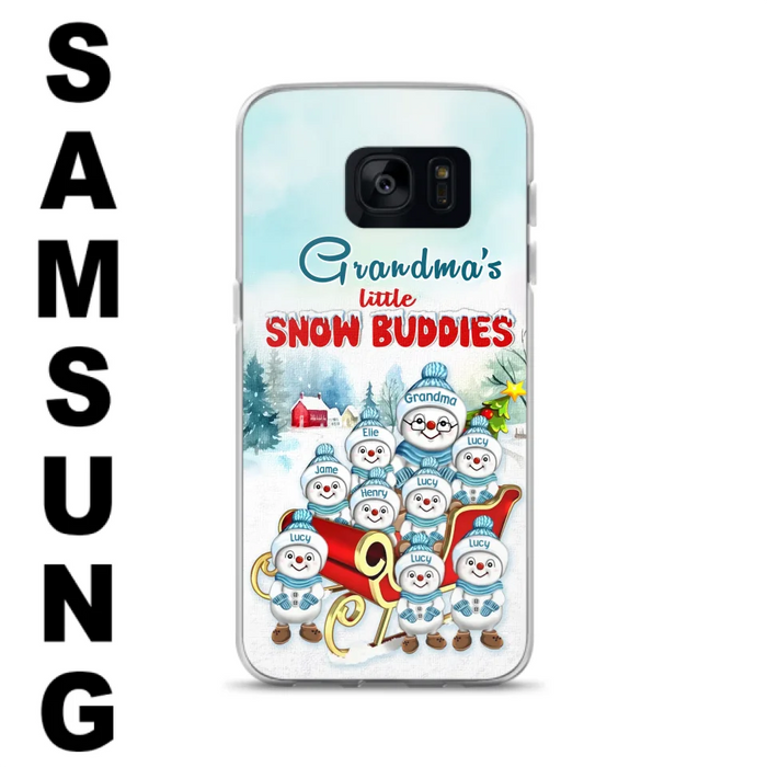 Custom Personalized Grandma Phone Case - Christmas Gift Idea For Grandma - Upto 8 Grandkids - Case For iPhone/ Samsung - Grandma's Little Snow Buddies