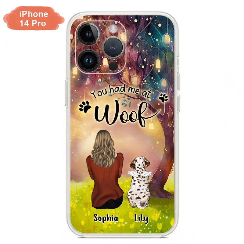 Personalized Memorial Dog Mom Phone Case - Up to 3 Dogs - Memorial Gift Idea for Dog Lovers - You Had Me At Woof