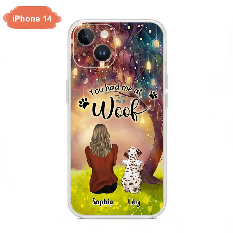 Personalized Memorial Dog Mom Phone Case - Up to 3 Dogs - Memorial Gift Idea for Dog Lovers - You Had Me At Woof