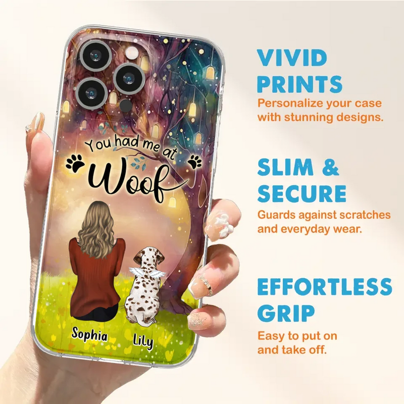 Personalized Memorial Dog Mom Phone Case - Up to 3 Dogs - Memorial Gift Idea for Dog Lovers - You Had Me At Woof