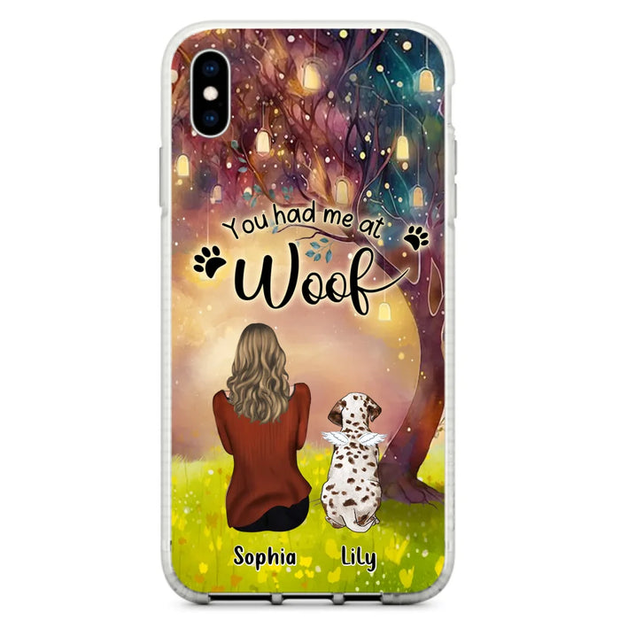 Custom Personalized Memorial Dog Mom Phone Case - Upto 3 Dogs - Memorial Gift Idea for Dog Lovers - You Had Me At Woof