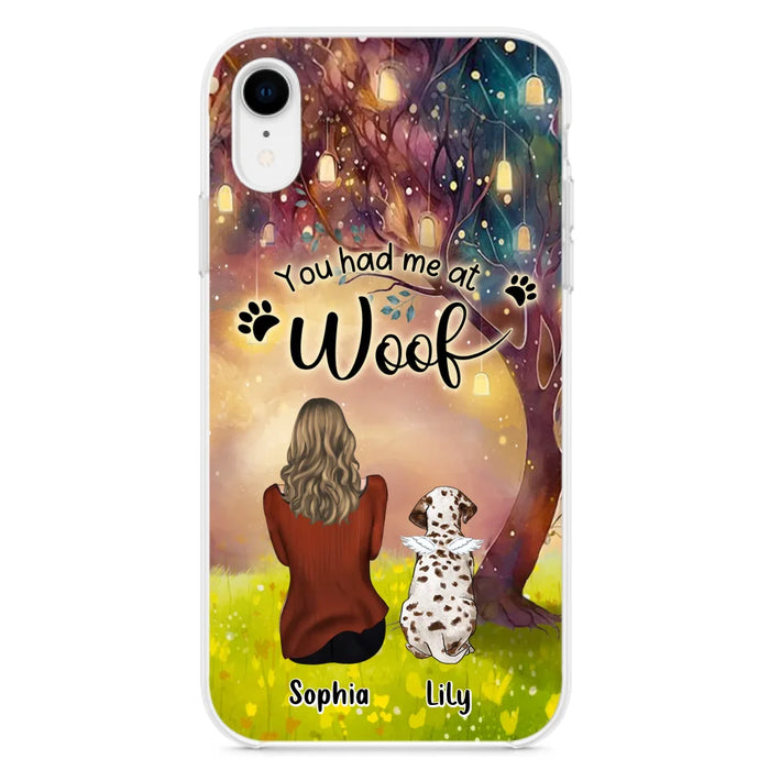 Custom Personalized Memorial Dog Mom Phone Case - Upto 3 Dogs - Memorial Gift Idea for Dog Lovers - You Had Me At Woof